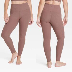 Large - Womens Ultra High-Rise Rib Leggings - All In Motion - Brown